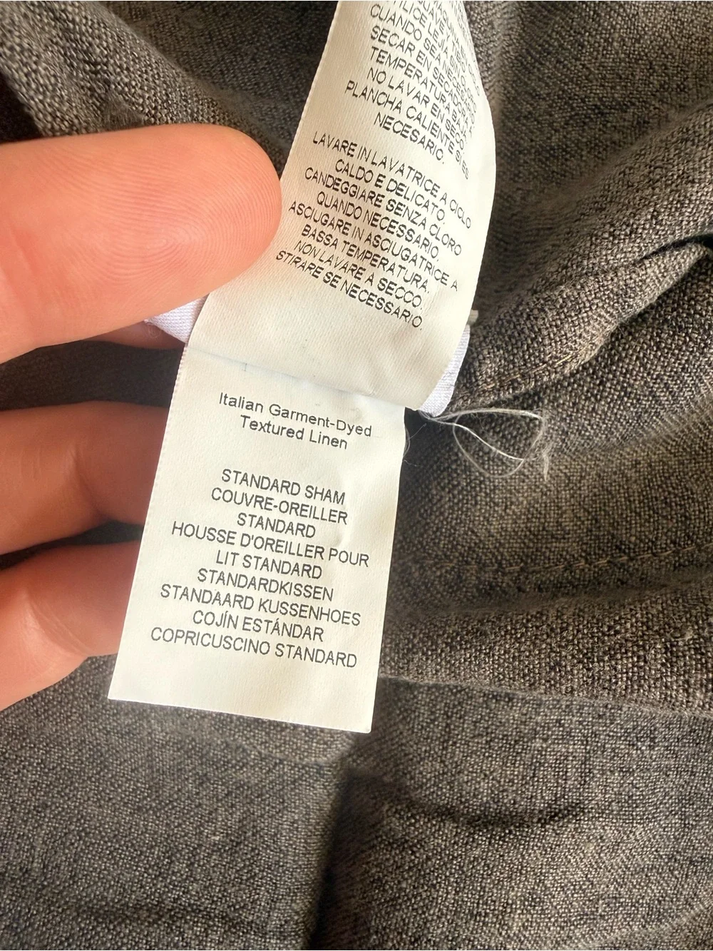 RH Italian Garment-Dyed Textured Linen Standard Sham Graphite